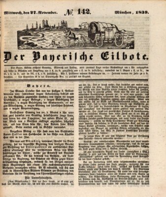 Baierscher Eilbote (Münchener Bote für Stadt und Land) Mittwoch 27. November 1839