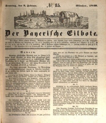Baierscher Eilbote (Münchener Bote für Stadt und Land) Sonntag 2. Februar 1840