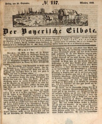 Baierscher Eilbote (Münchener Bote für Stadt und Land) Freitag 30. September 1842
