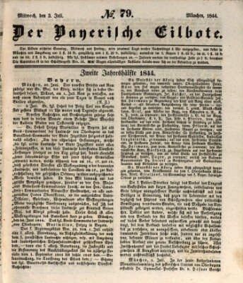 Baierscher Eilbote (Münchener Bote für Stadt und Land) Mittwoch 3. Juli 1844