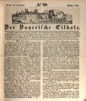Baierscher Eilbote (Münchener Bote für Stadt und Land) Freitag 14. Februar 1845