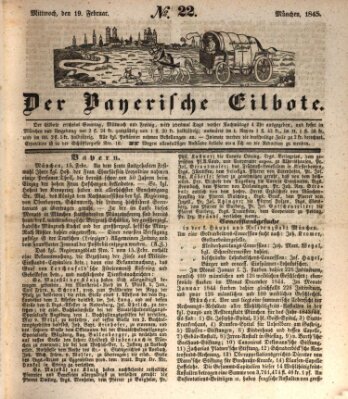 Baierscher Eilbote (Münchener Bote für Stadt und Land) Mittwoch 19. Februar 1845