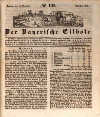 Baierscher Eilbote (Münchener Bote für Stadt und Land) Sonntag 16. November 1845
