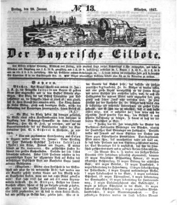 Baierscher Eilbote (Münchener Bote für Stadt und Land) Freitag 29. Januar 1847