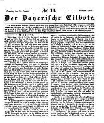 Baierscher Eilbote (Münchener Bote für Stadt und Land) Sonntag 31. Januar 1847