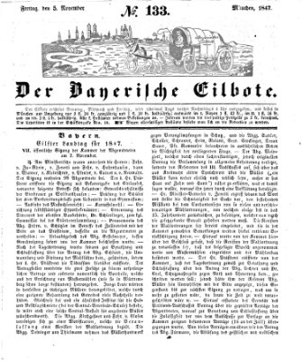 Baierscher Eilbote (Münchener Bote für Stadt und Land) Freitag 5. November 1847