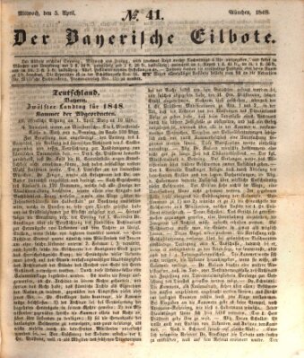 Baierscher Eilbote (Münchener Bote für Stadt und Land) Mittwoch 5. April 1848