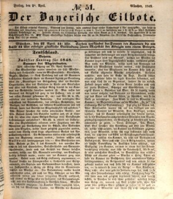 Baierscher Eilbote (Münchener Bote für Stadt und Land) Freitag 28. April 1848