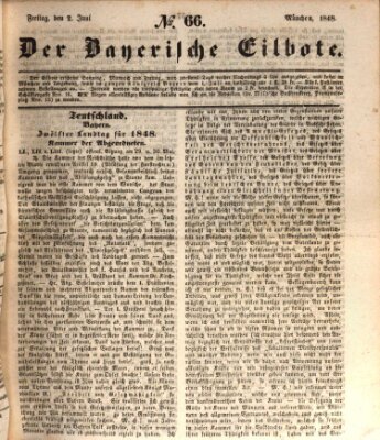 Baierscher Eilbote (Münchener Bote für Stadt und Land) Freitag 2. Juni 1848