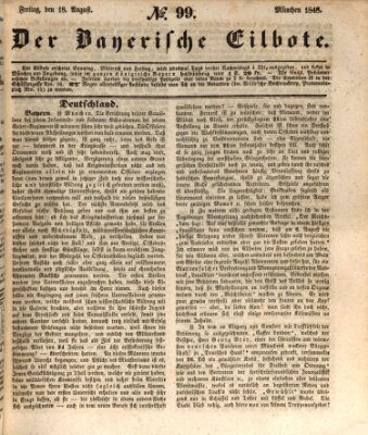 Baierscher Eilbote (Münchener Bote für Stadt und Land) Freitag 18. August 1848