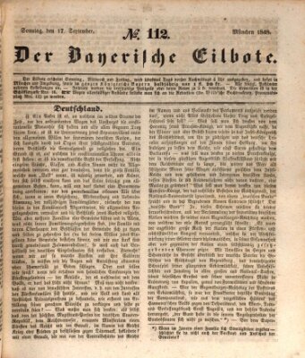 Baierscher Eilbote (Münchener Bote für Stadt und Land) Sonntag 17. September 1848