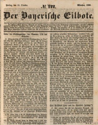 Baierscher Eilbote (Münchener Bote für Stadt und Land) Freitag 11. Oktober 1850