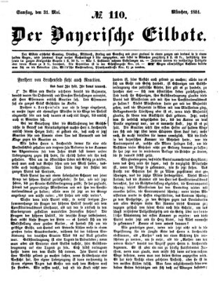 Baierscher Eilbote (Münchener Bote für Stadt und Land) Samstag 31. Mai 1851