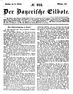 Baierscher Eilbote (Münchener Bote für Stadt und Land) Dienstag 21. Oktober 1851