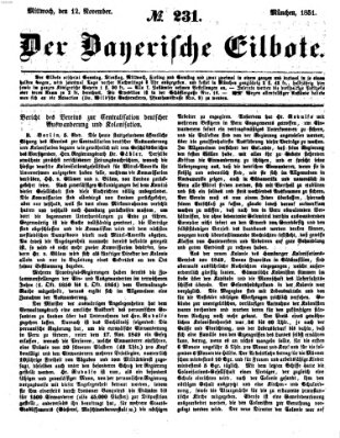 Baierscher Eilbote (Münchener Bote für Stadt und Land) Mittwoch 12. November 1851