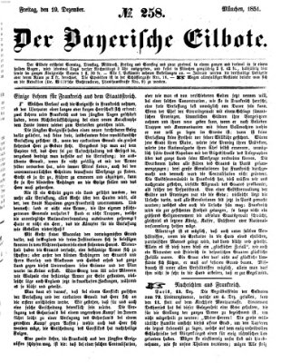 Baierscher Eilbote (Münchener Bote für Stadt und Land) Freitag 19. Dezember 1851