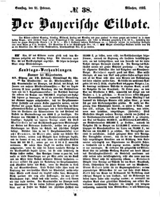 Baierscher Eilbote (Münchener Bote für Stadt und Land) Samstag 21. Februar 1852