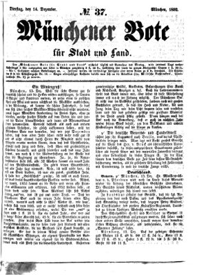Münchener Bote für Stadt und Land Dienstag 14. Dezember 1852