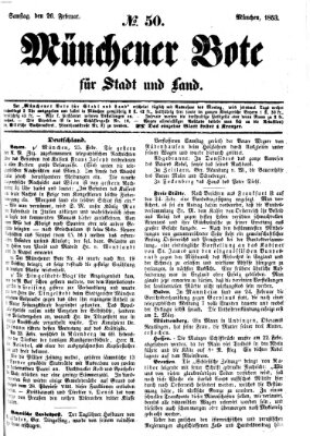 Münchener Bote für Stadt und Land Samstag 26. Februar 1853