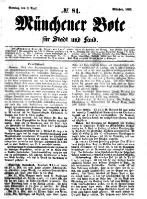 Münchener Bote für Stadt und Land Sonntag 3. April 1853