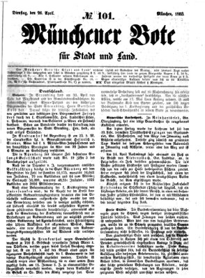 Münchener Bote für Stadt und Land Dienstag 26. April 1853