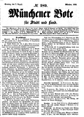 Münchener Bote für Stadt und Land Sonntag 7. August 1853