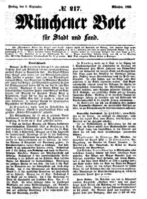 Münchener Bote für Stadt und Land Freitag 9. September 1853