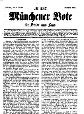 Münchener Bote für Stadt und Land Sonntag 2. Oktober 1853