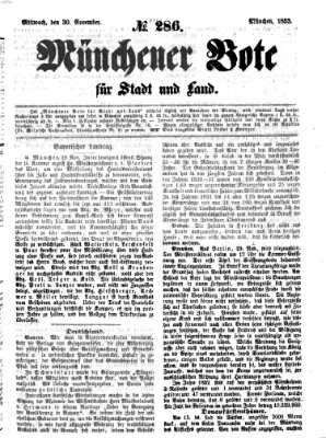 Münchener Bote für Stadt und Land Mittwoch 30. November 1853