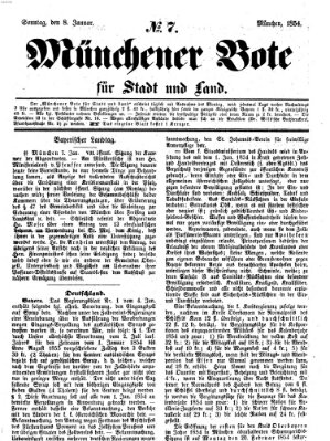 Münchener Bote für Stadt und Land Sonntag 8. Januar 1854