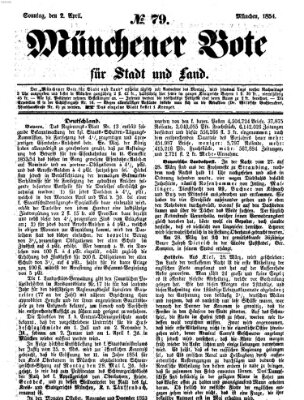 Münchener Bote für Stadt und Land Sonntag 2. April 1854
