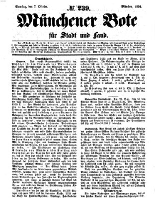 Münchener Bote für Stadt und Land Samstag 7. Oktober 1854