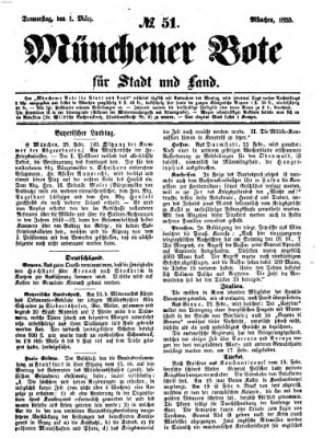 Münchener Bote für Stadt und Land Donnerstag 1. März 1855