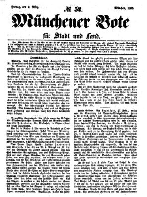 Münchener Bote für Stadt und Land Freitag 2. März 1855