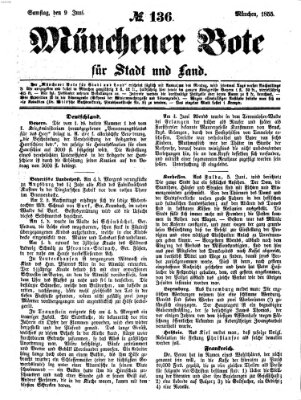 Münchener Bote für Stadt und Land Samstag 9. Juni 1855