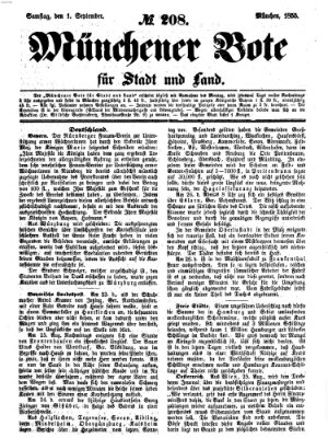 Münchener Bote für Stadt und Land Samstag 1. September 1855