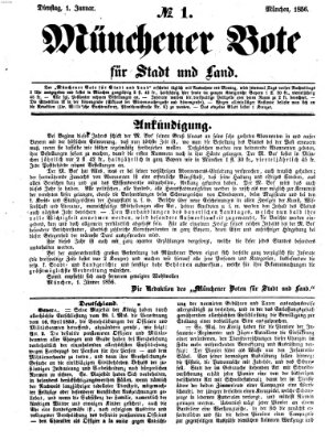 Münchener Bote für Stadt und Land Dienstag 1. Januar 1856