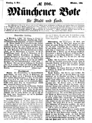 Münchener Bote für Stadt und Land Samstag 3. Mai 1856