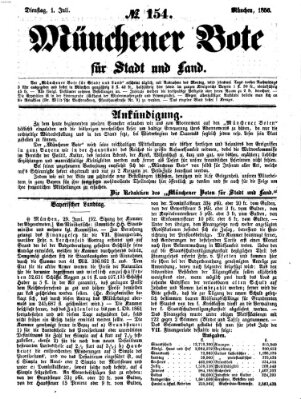 Münchener Bote für Stadt und Land Dienstag 1. Juli 1856