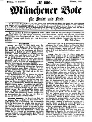 Münchener Bote für Stadt und Land Dienstag 16. September 1856