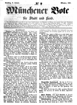 Münchener Bote für Stadt und Land Samstag 3. Januar 1857