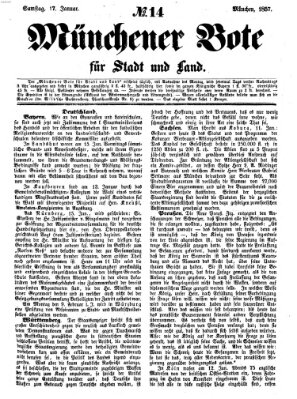 Münchener Bote für Stadt und Land Samstag 17. Januar 1857