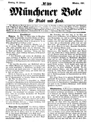 Münchener Bote für Stadt und Land Sonntag 15. Februar 1857