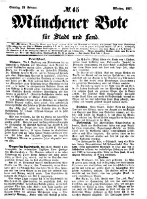 Münchener Bote für Stadt und Land Sonntag 22. Februar 1857