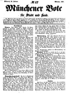 Münchener Bote für Stadt und Land Mittwoch 25. Februar 1857