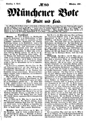 Münchener Bote für Stadt und Land Samstag 4. April 1857
