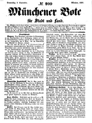 Münchener Bote für Stadt und Land Donnerstag 3. September 1857
