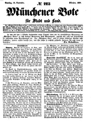 Münchener Bote für Stadt und Land Samstag 19. September 1857