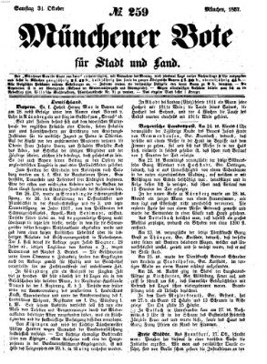 Münchener Bote für Stadt und Land Samstag 31. Oktober 1857