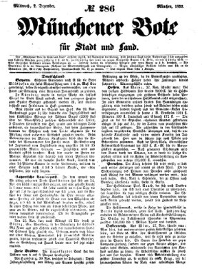 Münchener Bote für Stadt und Land Mittwoch 2. Dezember 1857